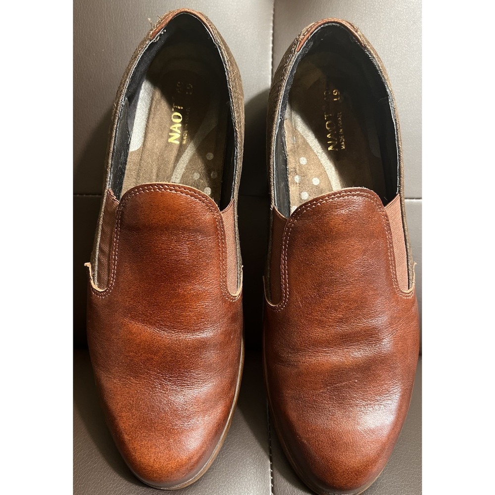 NAOT Brown Leather Slip On Loafers Womens Comfort Shoes Casual Size 9
